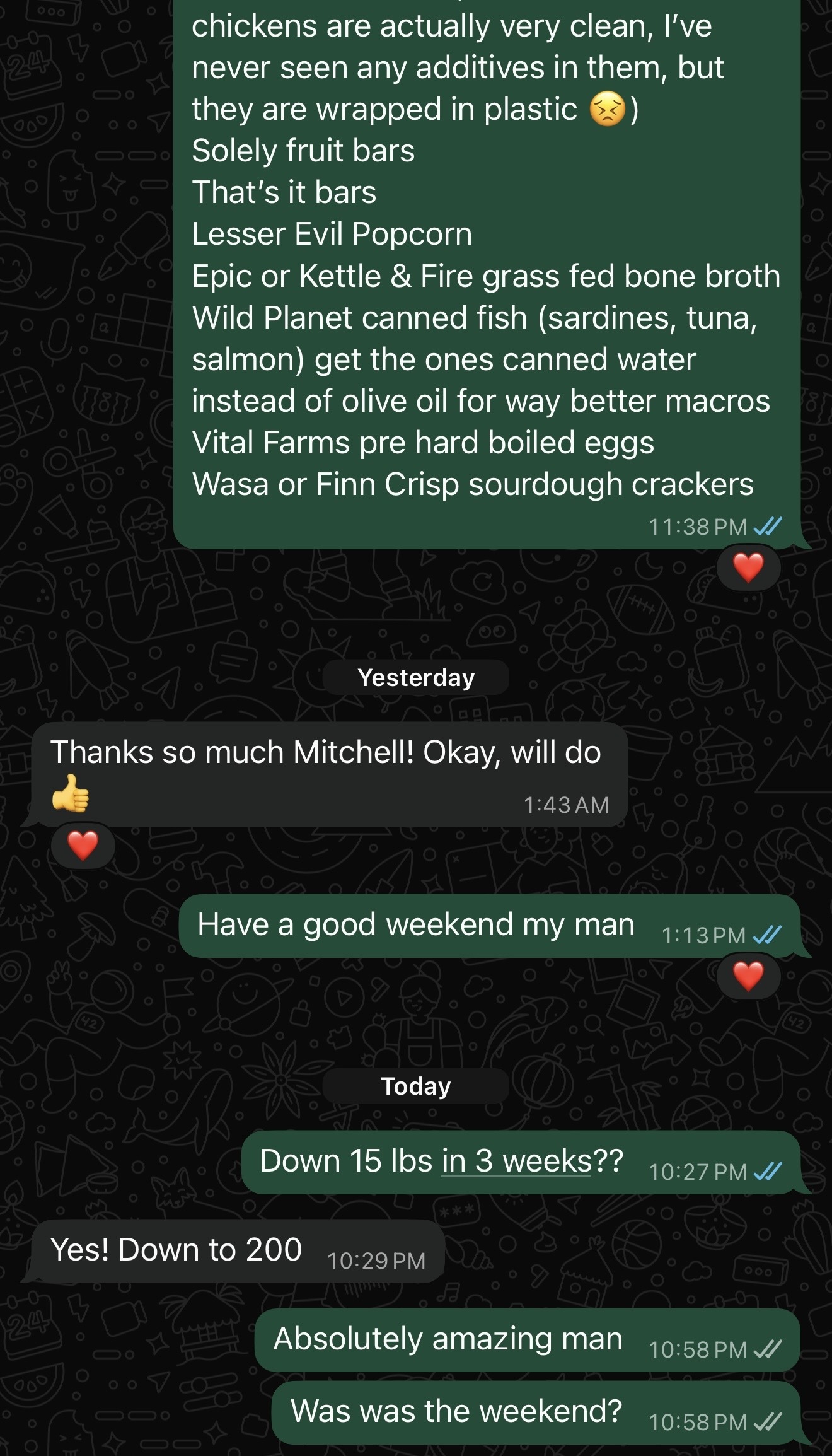 Client testimonial about nutrition guidance and 15 pound weight loss in 3 weeks